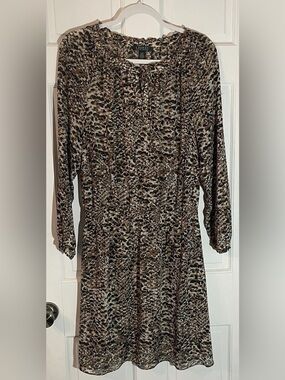 Lauren Ralph Lauren Sheer Cheetah Midi Dress~Designer Animal Print LRL Size 14W